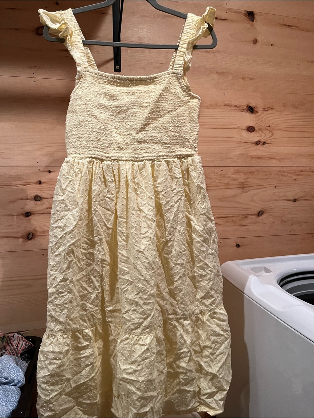 LOFT Pale Yellow Smocked Sundress with Ruffled Straps